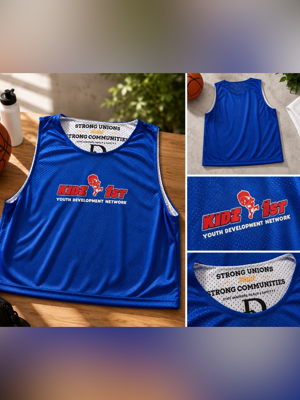 Kids 1st Blue Mesh Basketball Jersey - Youth Team Tank